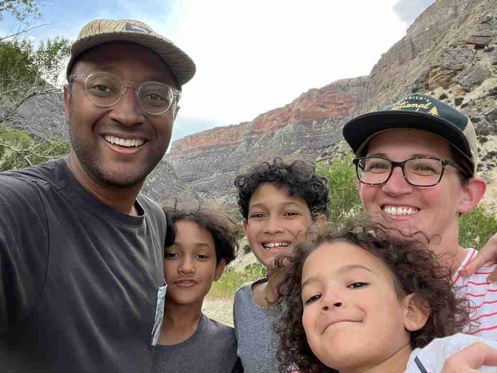 Steve Larosiliere, founder of Purpose Design and Build, with his family